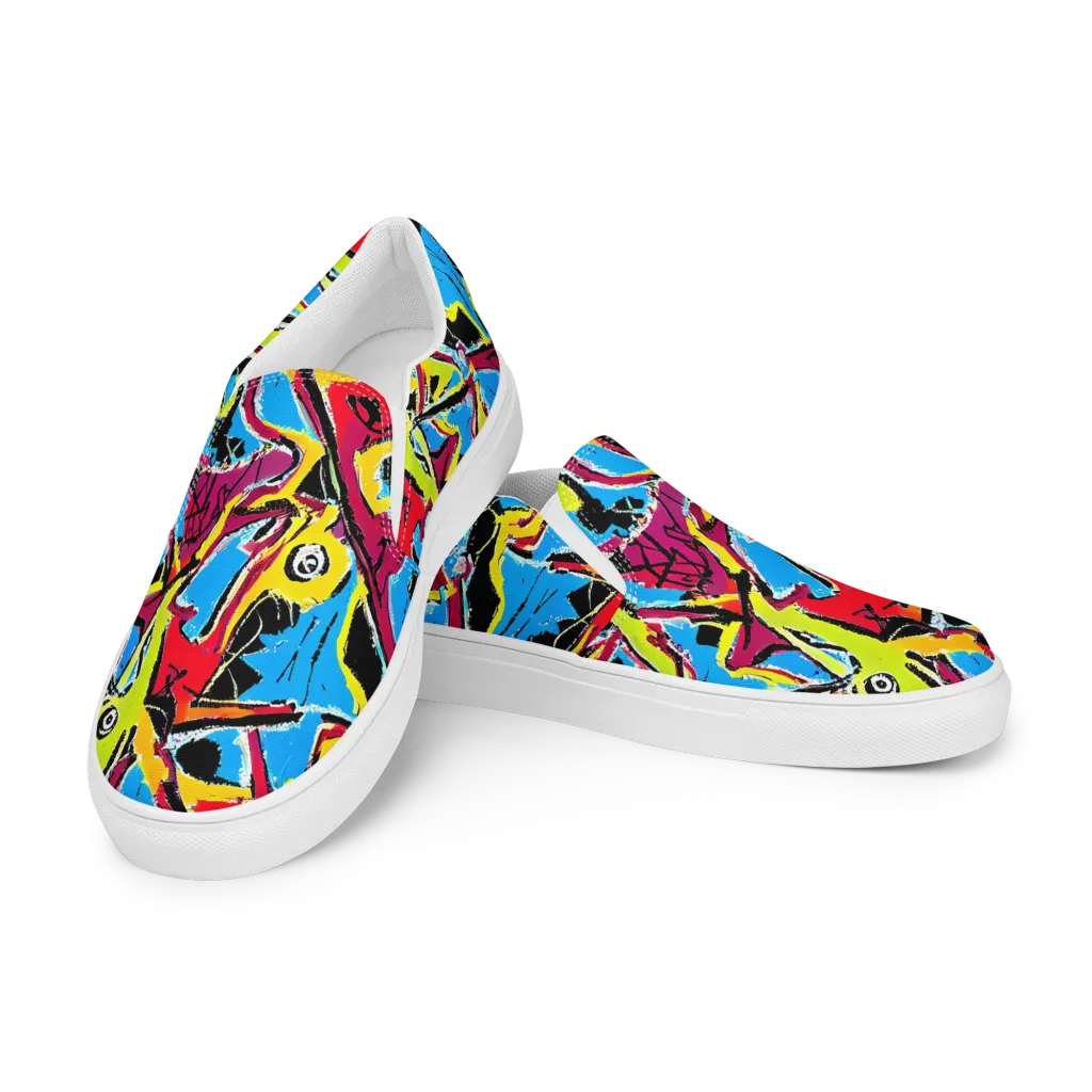 Electric Fossils on Men's Slip-On Canvas Shoes — Left Front