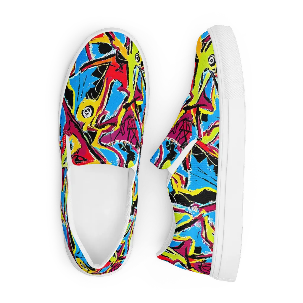 Electric Fossils on Men's Slip-On Canvas Shoes — Front