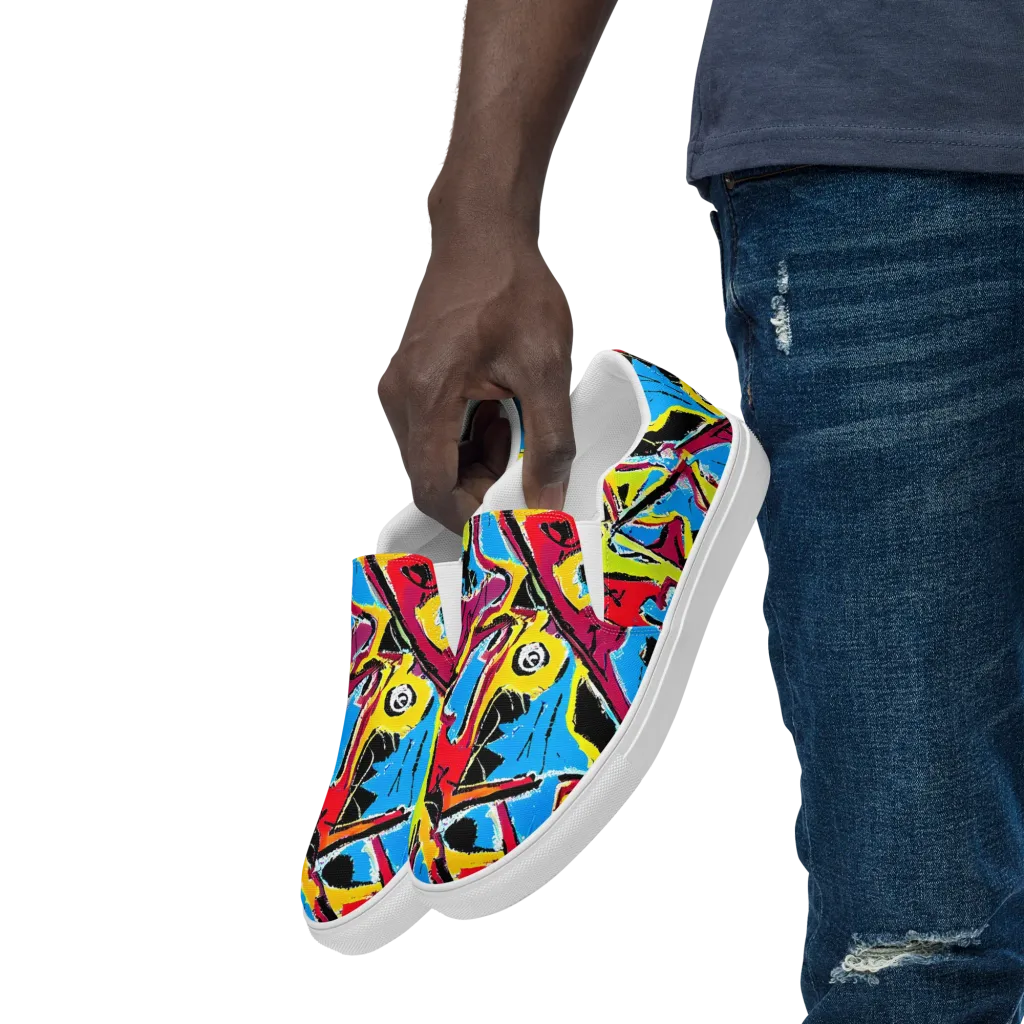 Electric Fossils on Men's Slip-On Canvas Shoes — Left Front