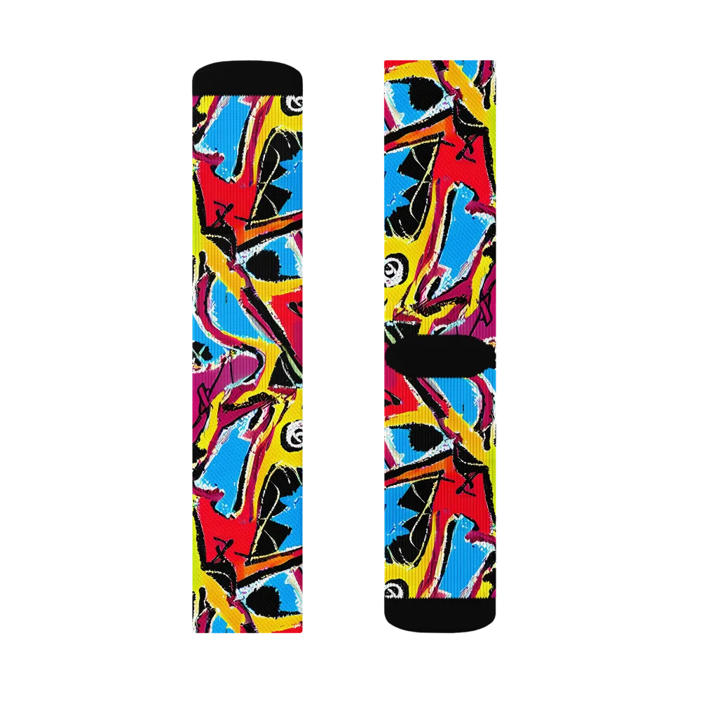 Electric Fossils on Socks — Left Sock