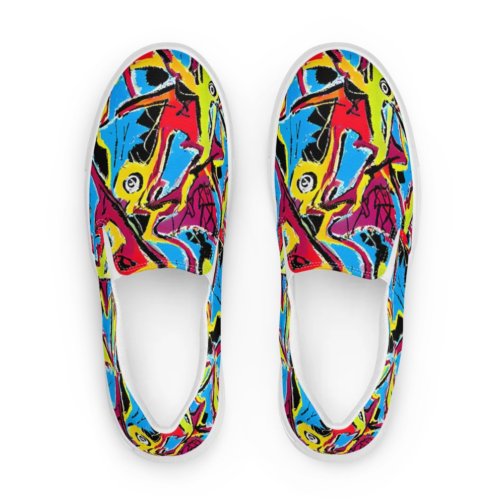 Electric Fossils on Women's Slip-On Canvas Shoes — Front