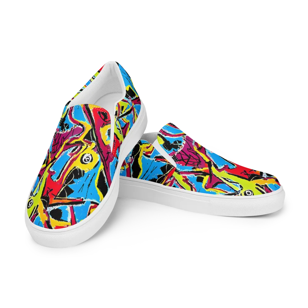 Electric Fossils on Women's Slip-On Canvas Shoes — Left Front