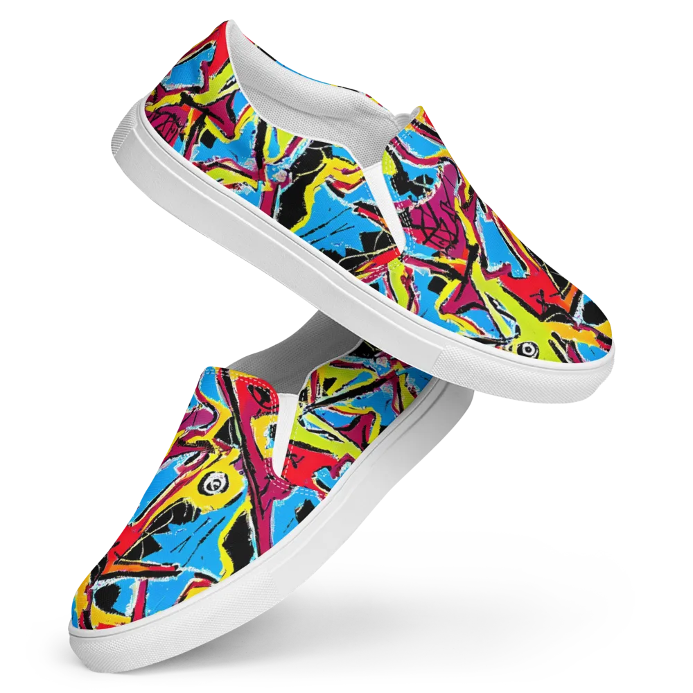 Electric Fossils on Women's Slip-On Canvas Shoes — Front