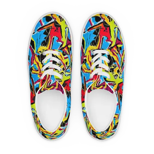 Electric Fossils on a Men's Lace-Up Canvas Shoes