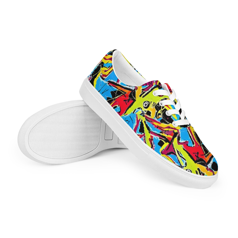 Electric Fossils on Men's Lace-Up Canvas Shoes — Right Front