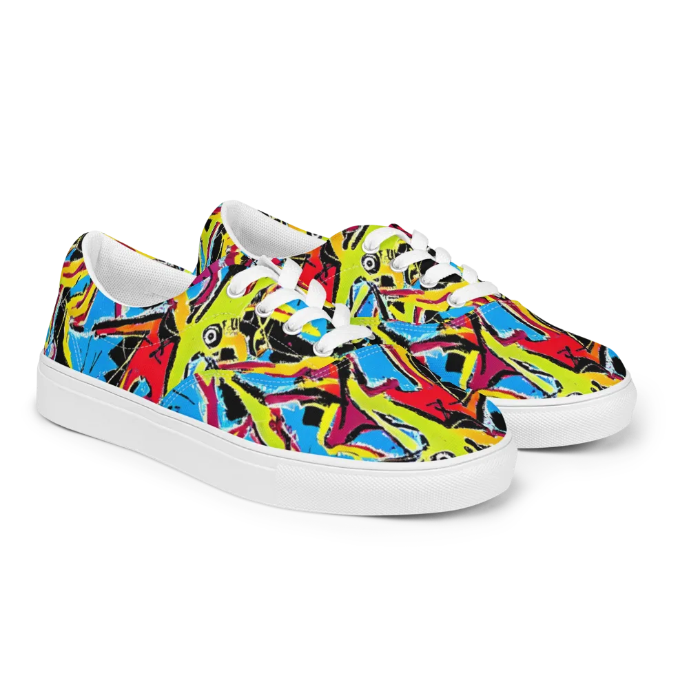 Electric Fossils on Men's Lace-Up Canvas Shoes — Right Front