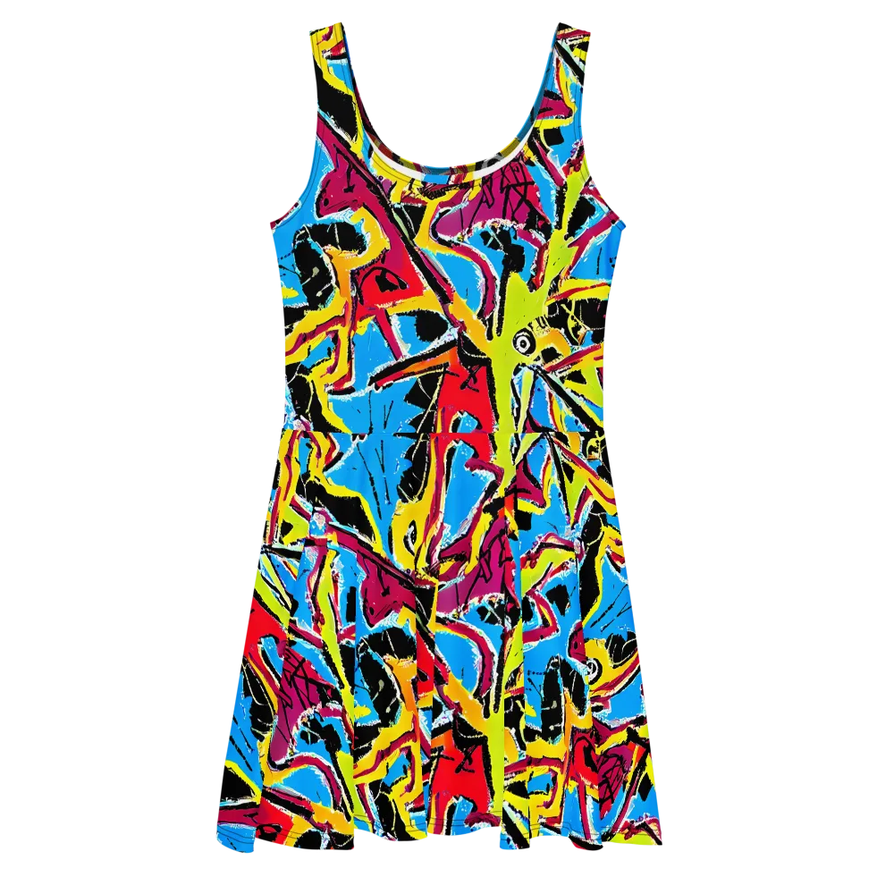 Electric Fossils on Skater Dress — Front
