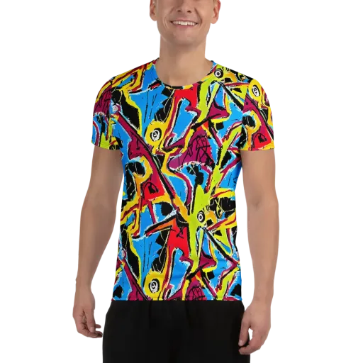 Electric Fossils on a Men's Athletic T-Shirt