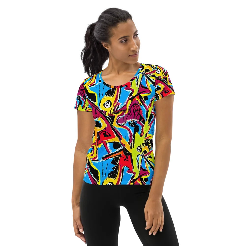 Electric Fossils on Women's Athletic T-Shirt — Front
