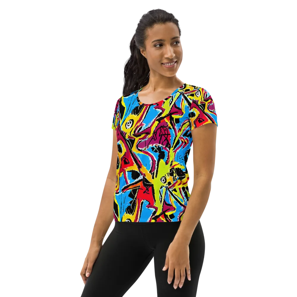 Electric Fossils on Women's Athletic T-Shirt — Left