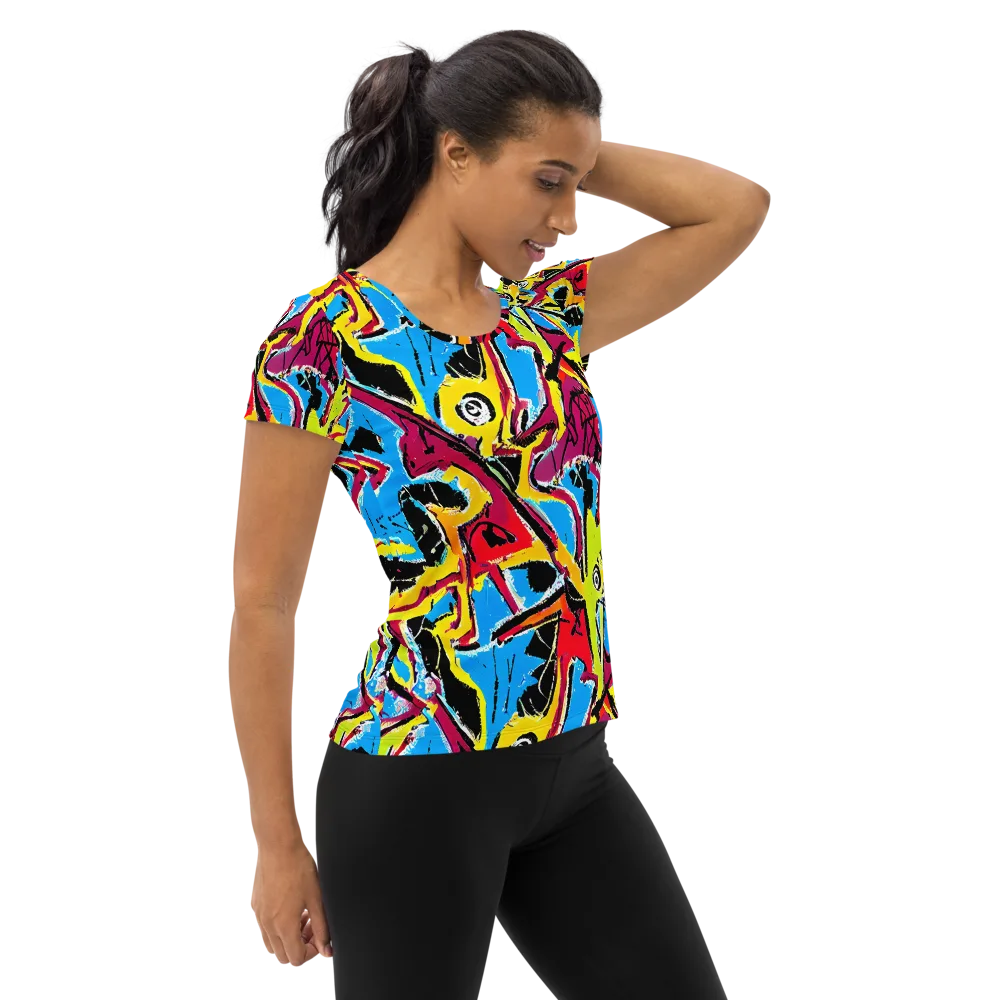 Electric Fossils on Women's Athletic T-Shirt — Right