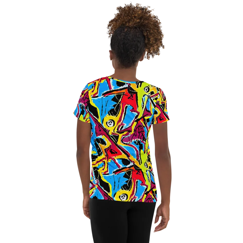 Electric Fossils on Women's Athletic T-Shirt — Back
