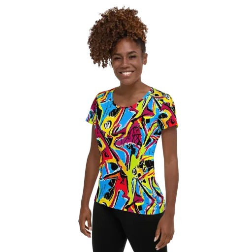 Electric Fossils on a Women's Athletic T-Shirt