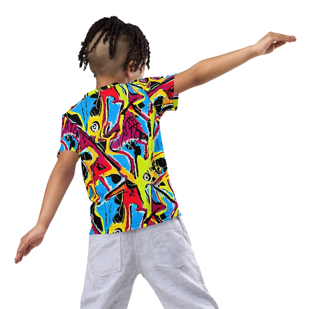 Electric Fossils on Kids Crew Neck T-Shirt — Back