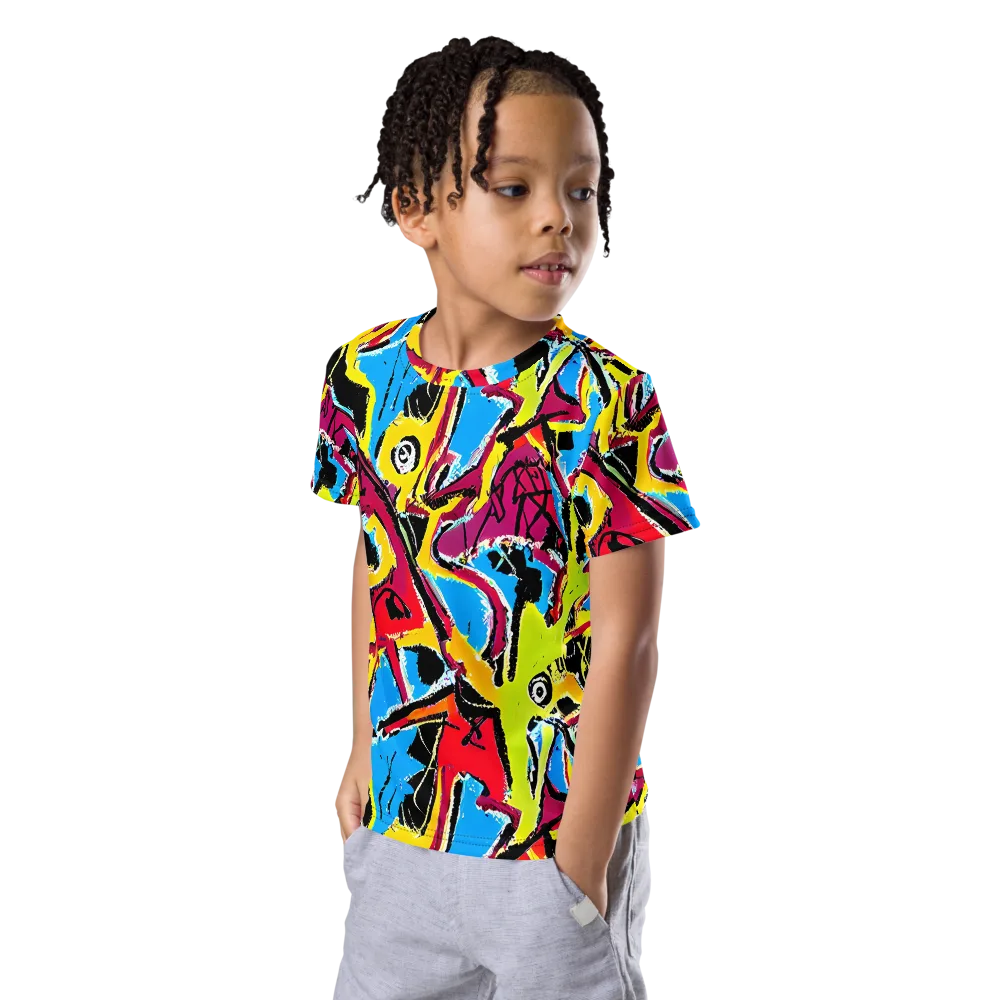Electric Fossils on Kids Crew Neck T-Shirt — Left Front