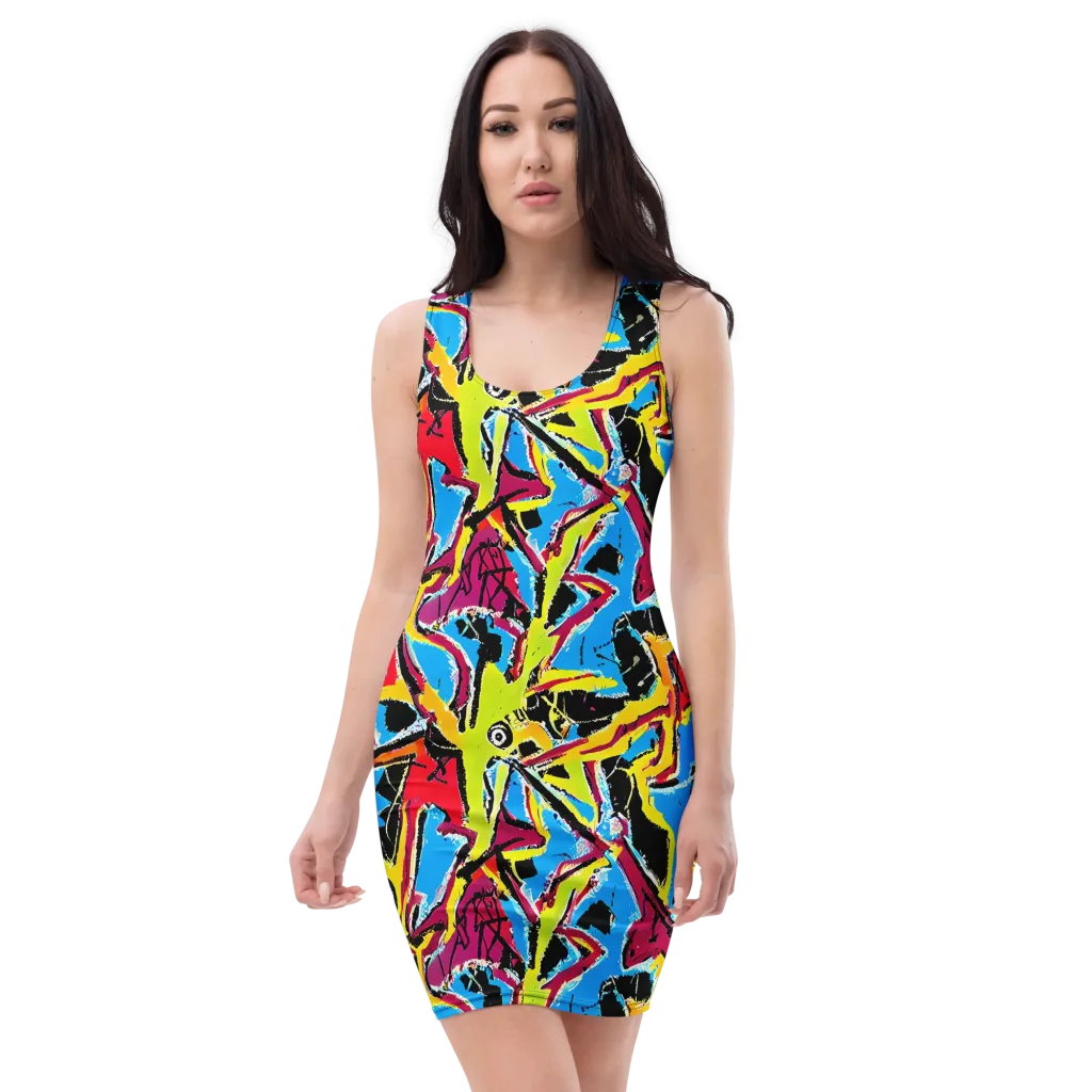 Electric Fossils on Bodycon Dress — Front