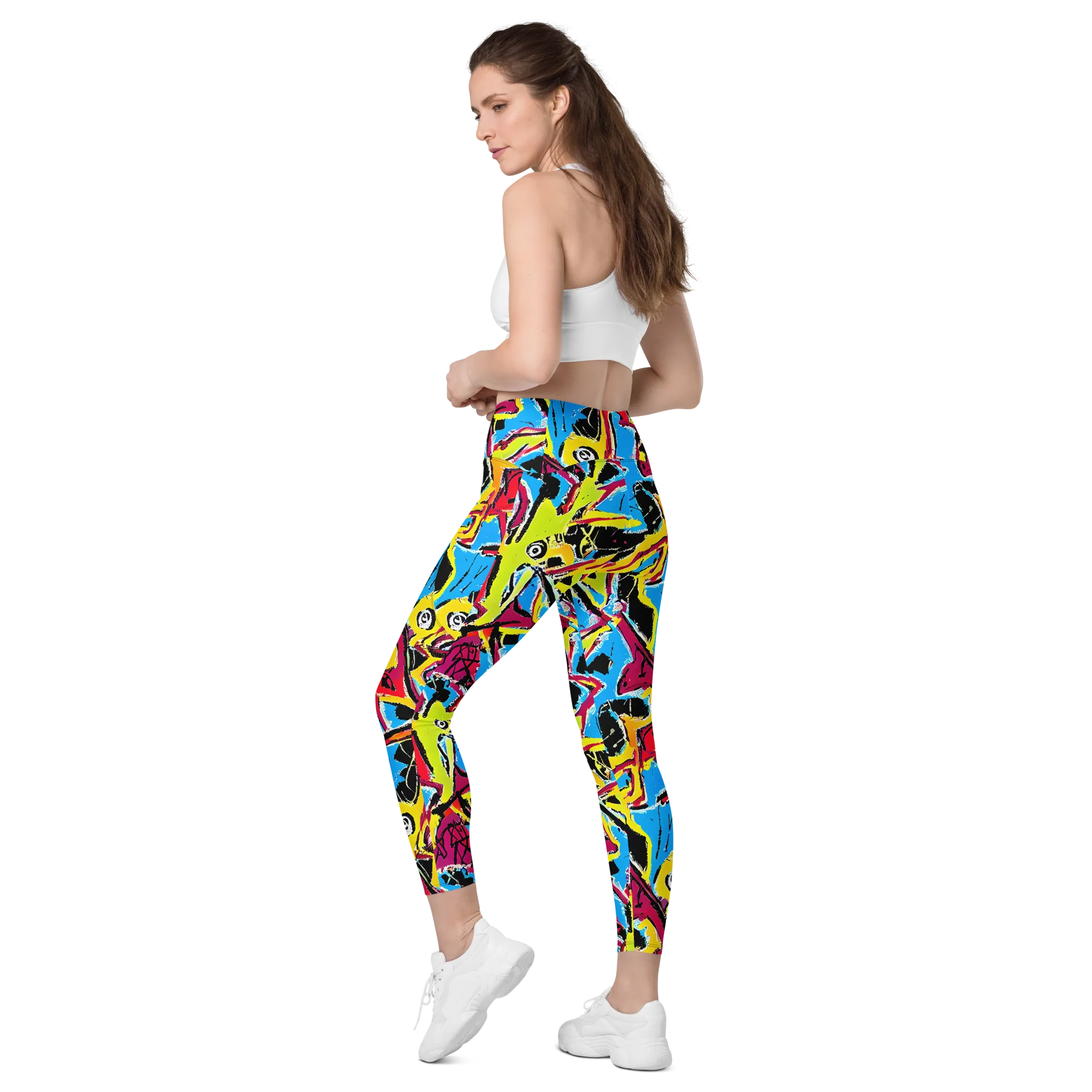 Electric Fossils on Leggings with Pockets — Left Back
