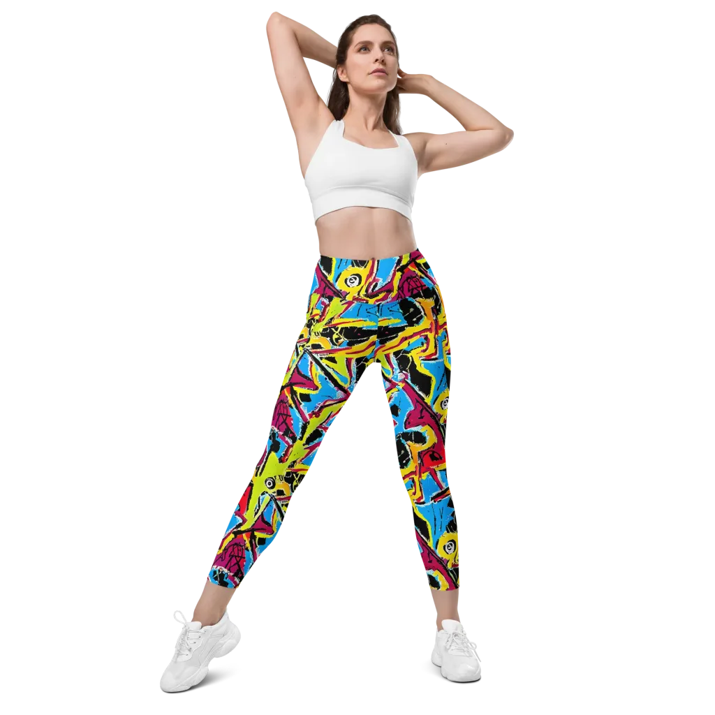 Electric Fossils on Leggings with Pockets — Front