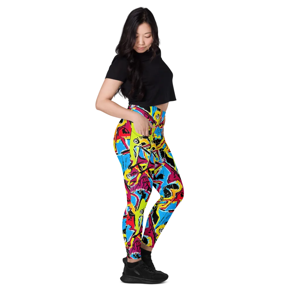 Electric Fossils on Leggings with Pockets — Right