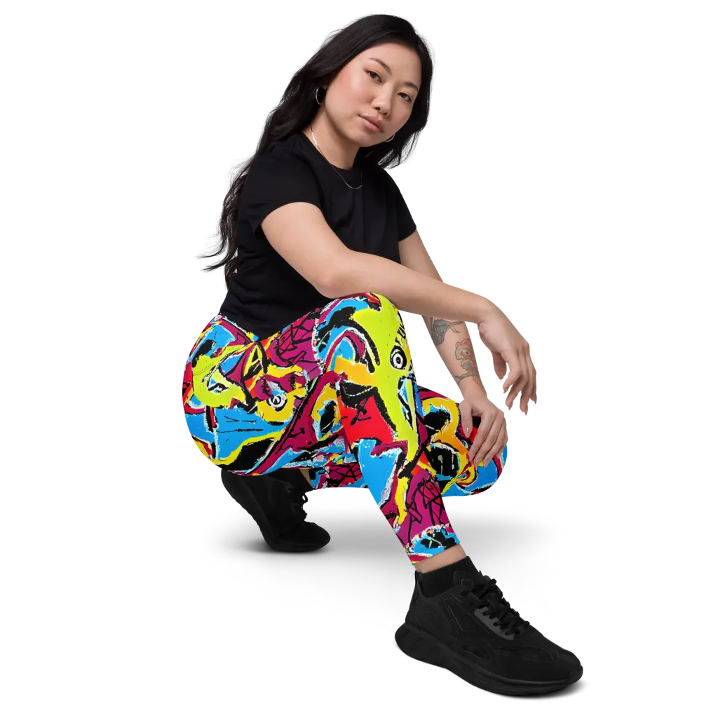 Electric Fossils on Leggings with Pockets — Right Front