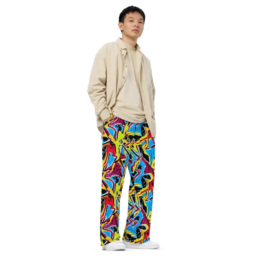 Electric Fossils on Wide-Leg Pants — Right Front