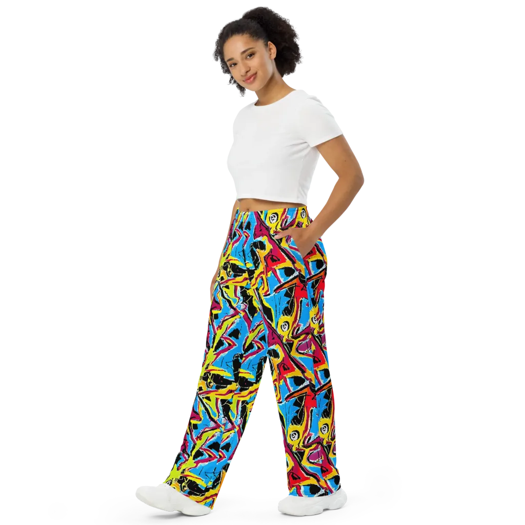Electric Fossils on Wide-Leg Pants — Left Front