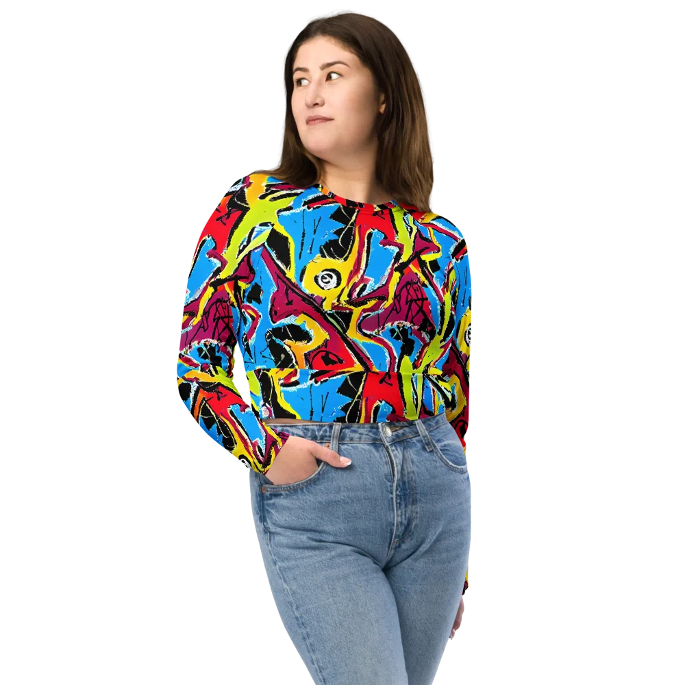 Electric Fossils on Long Sleeve Crop Top — Front