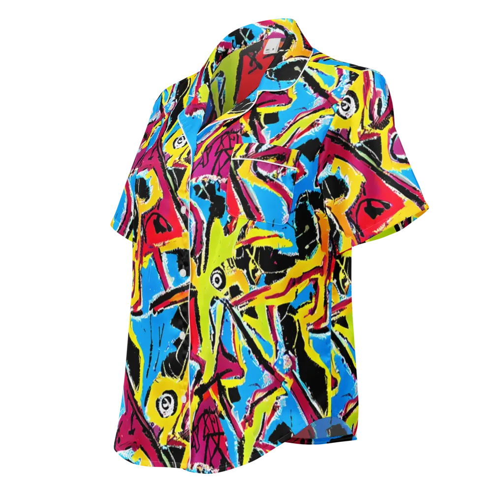Electric Fossils on Women's Short Sleeve Pajama Top — Left Front