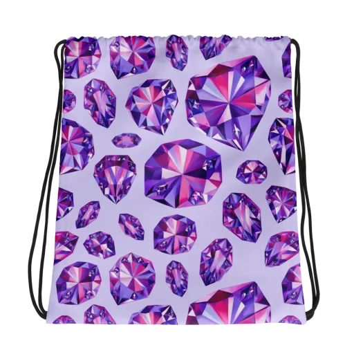 Amethyst Prism on a Drawstring Bag