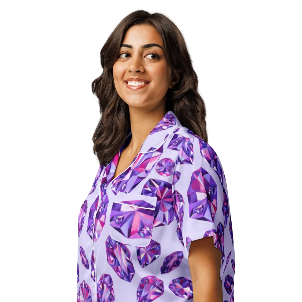 Amethyst Prism on Women's Short Sleeve Pajama Top — Left Front