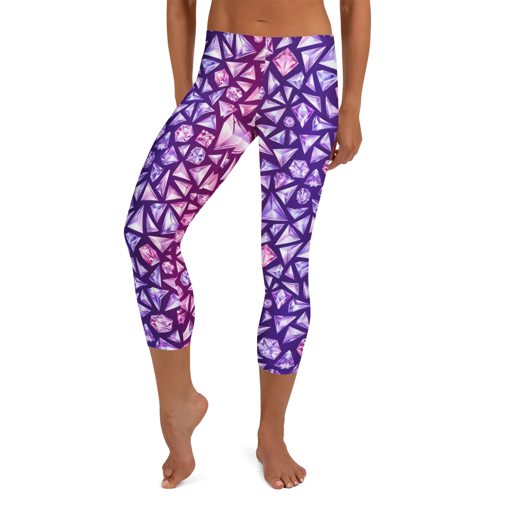 Pink Crystal Static on Capri Leggings — Front