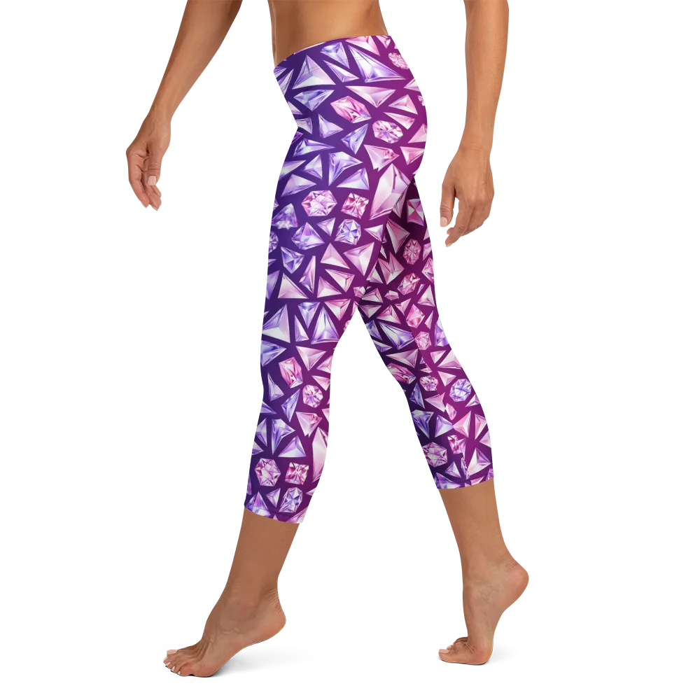 Pink Crystal Static on Capri Leggings — Left