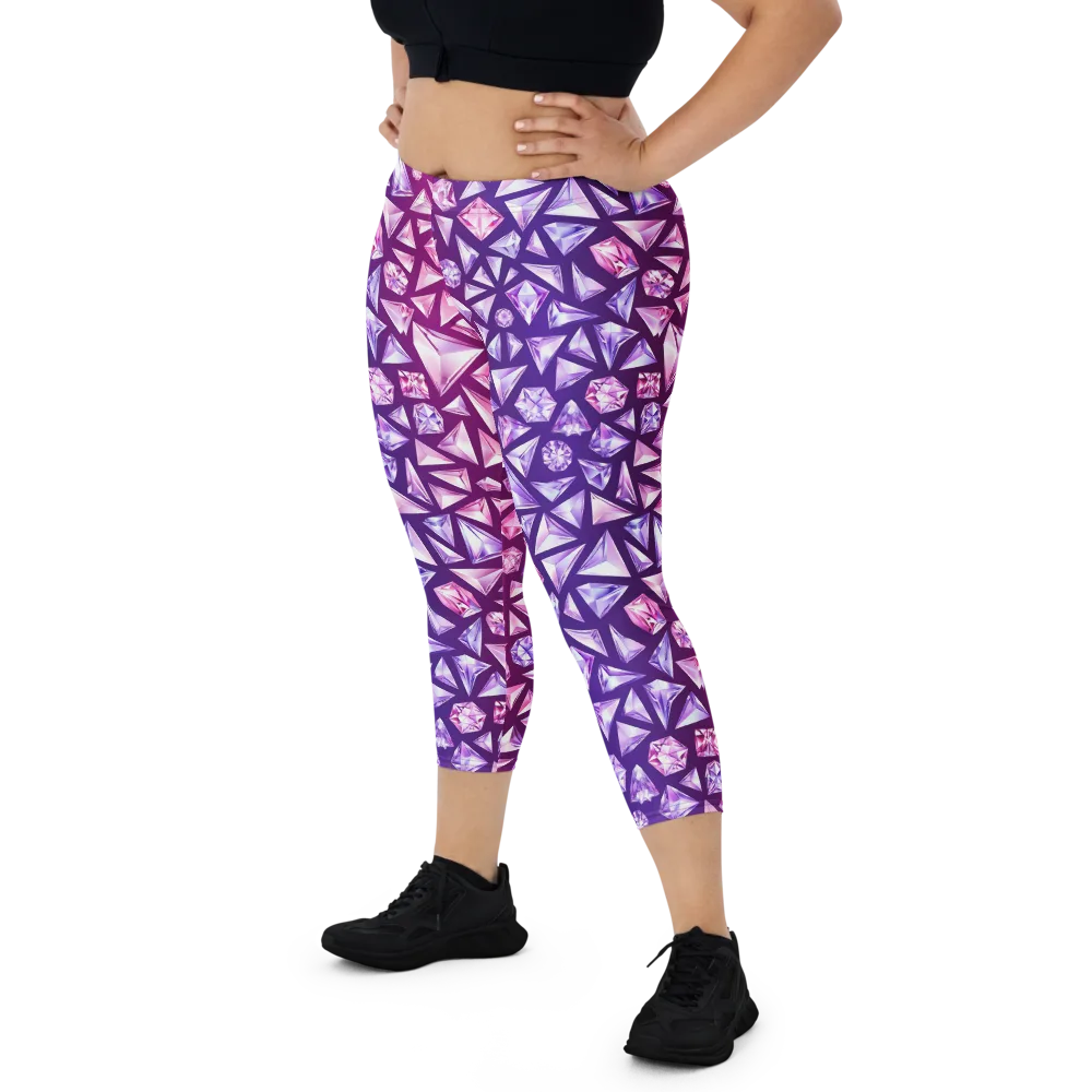 Pink Crystal Static on Capri Leggings — Front