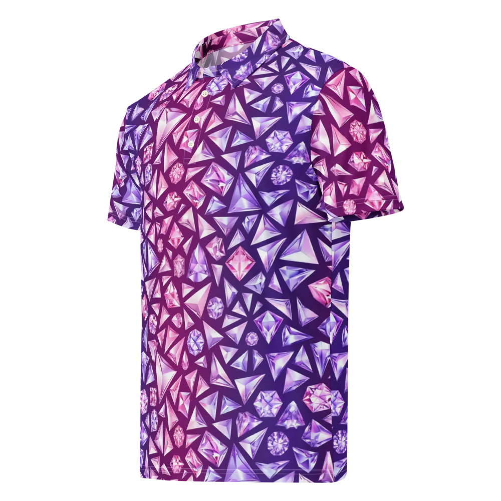 Pink Crystal Static on Men's Slim Fit Polo Shirt — Left Front