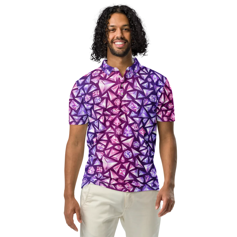 Pink Crystal Static on Men's Slim Fit Polo Shirt — Front