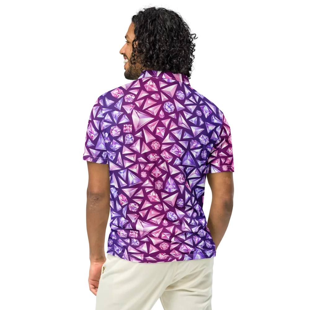 Pink Crystal Static on Men's Slim Fit Polo Shirt — Back