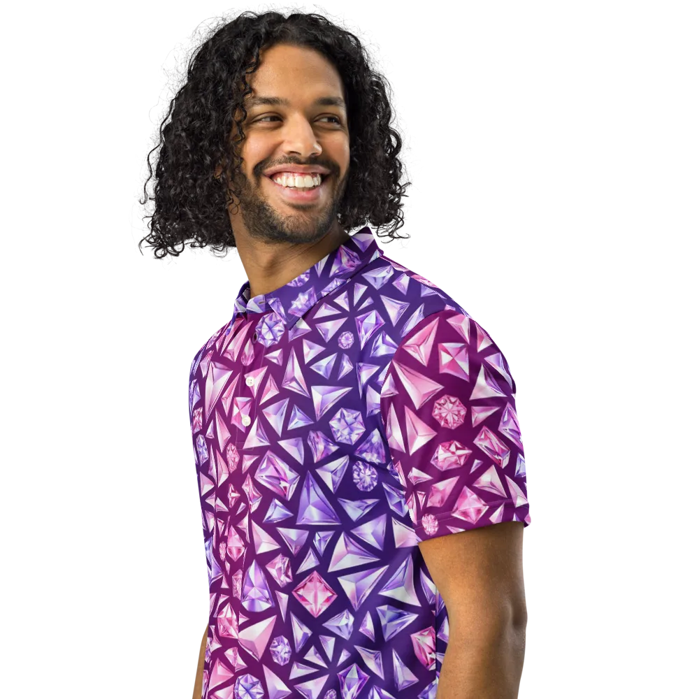 Pink Crystal Static on Men's Slim Fit Polo Shirt — Left Front