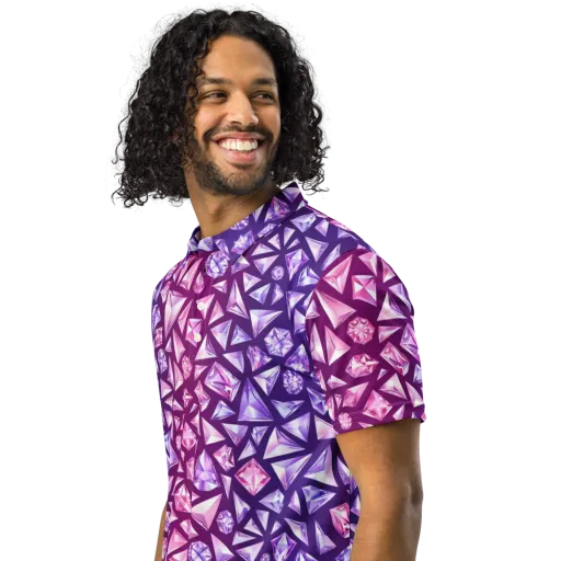 Pink Crystal Static on a Men's Slim Fit Polo Shirt