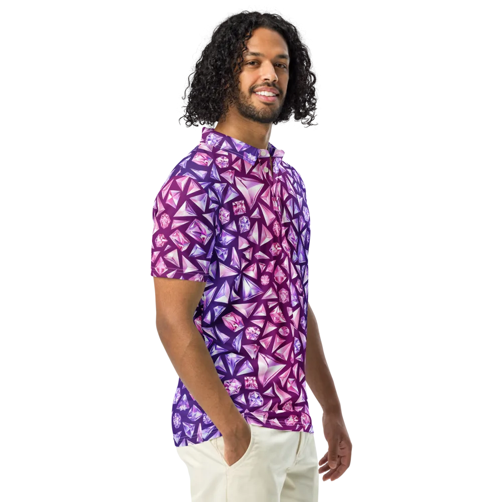 Pink Crystal Static on Men's Slim Fit Polo Shirt — Right Front