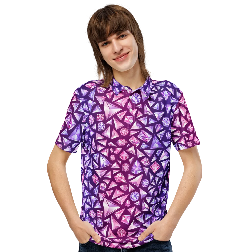 Pink Crystal Static on Men's Slim Fit Polo Shirt — Front