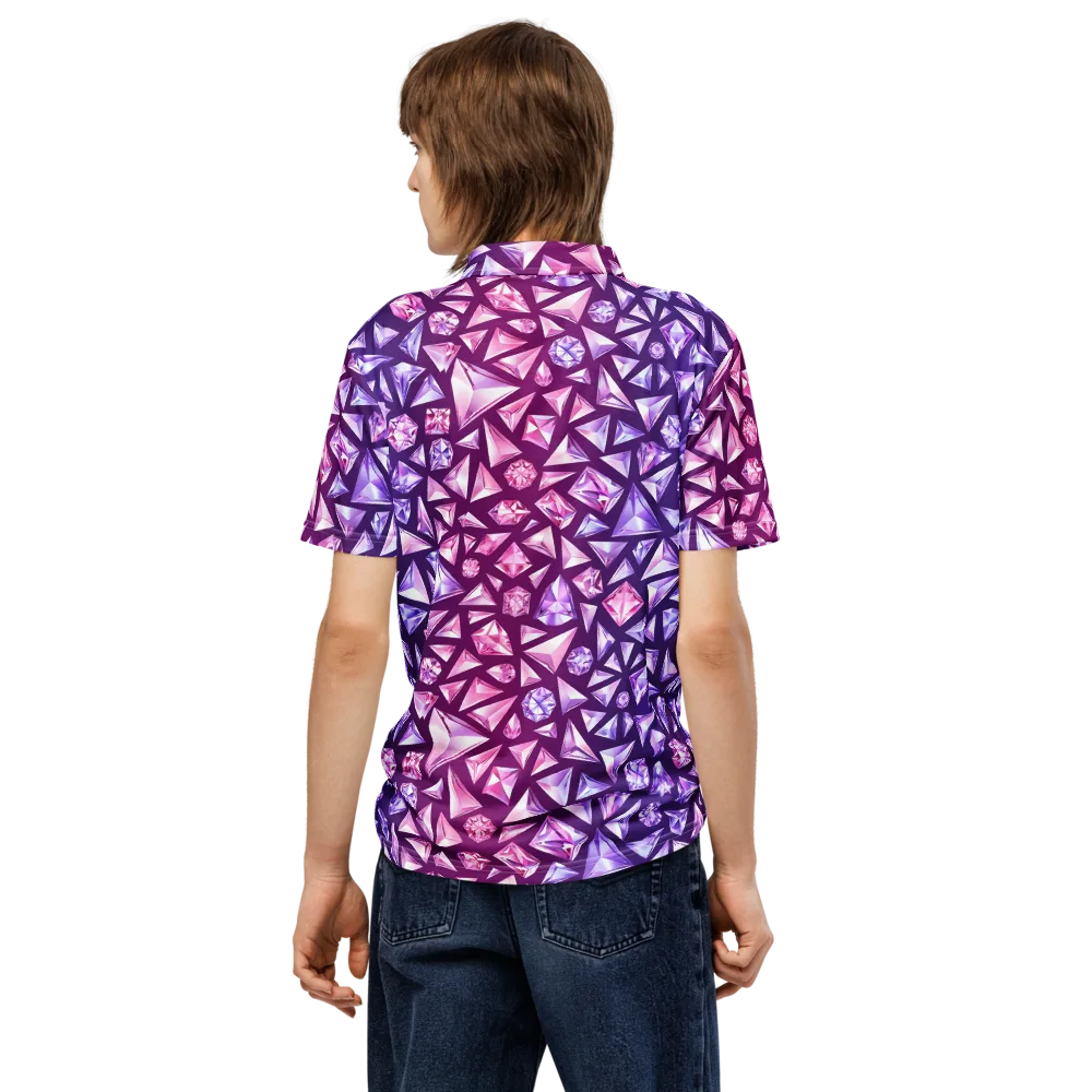 Pink Crystal Static on Men's Slim Fit Polo Shirt — Back