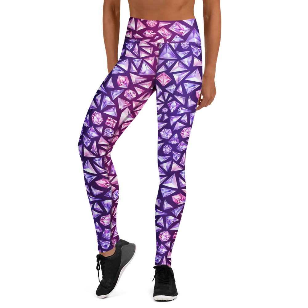Pink Crystal Static on Yoga Leggings — Front