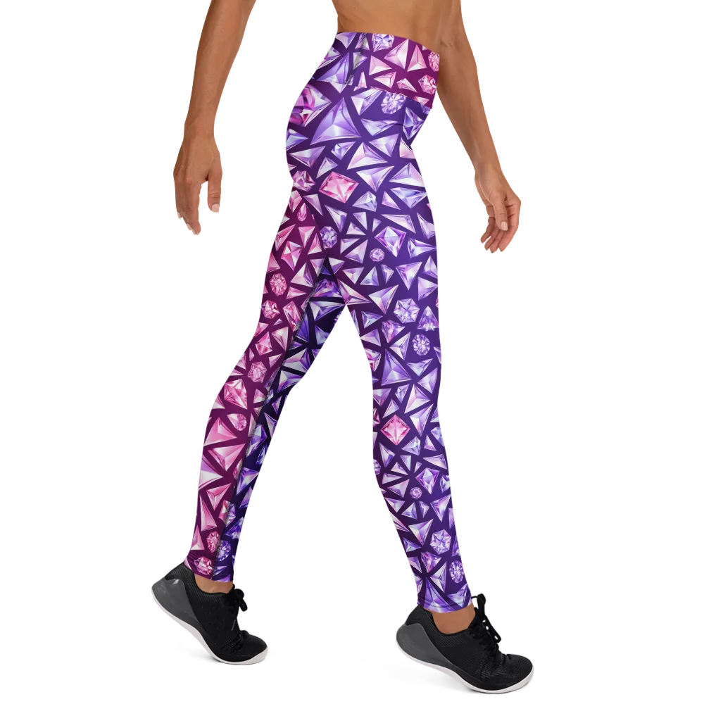 Pink Crystal Static on Yoga Leggings — Right
