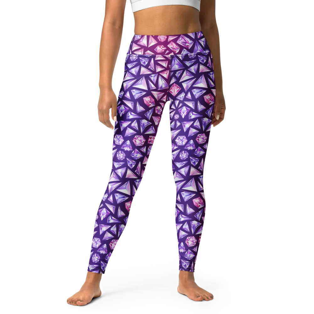 Pink Crystal Static on Yoga Leggings — Front