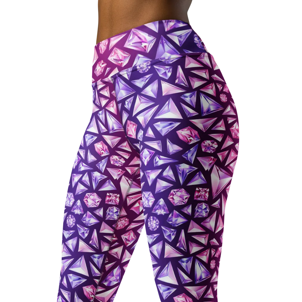 Pink Crystal Static on Yoga Leggings — Left Front