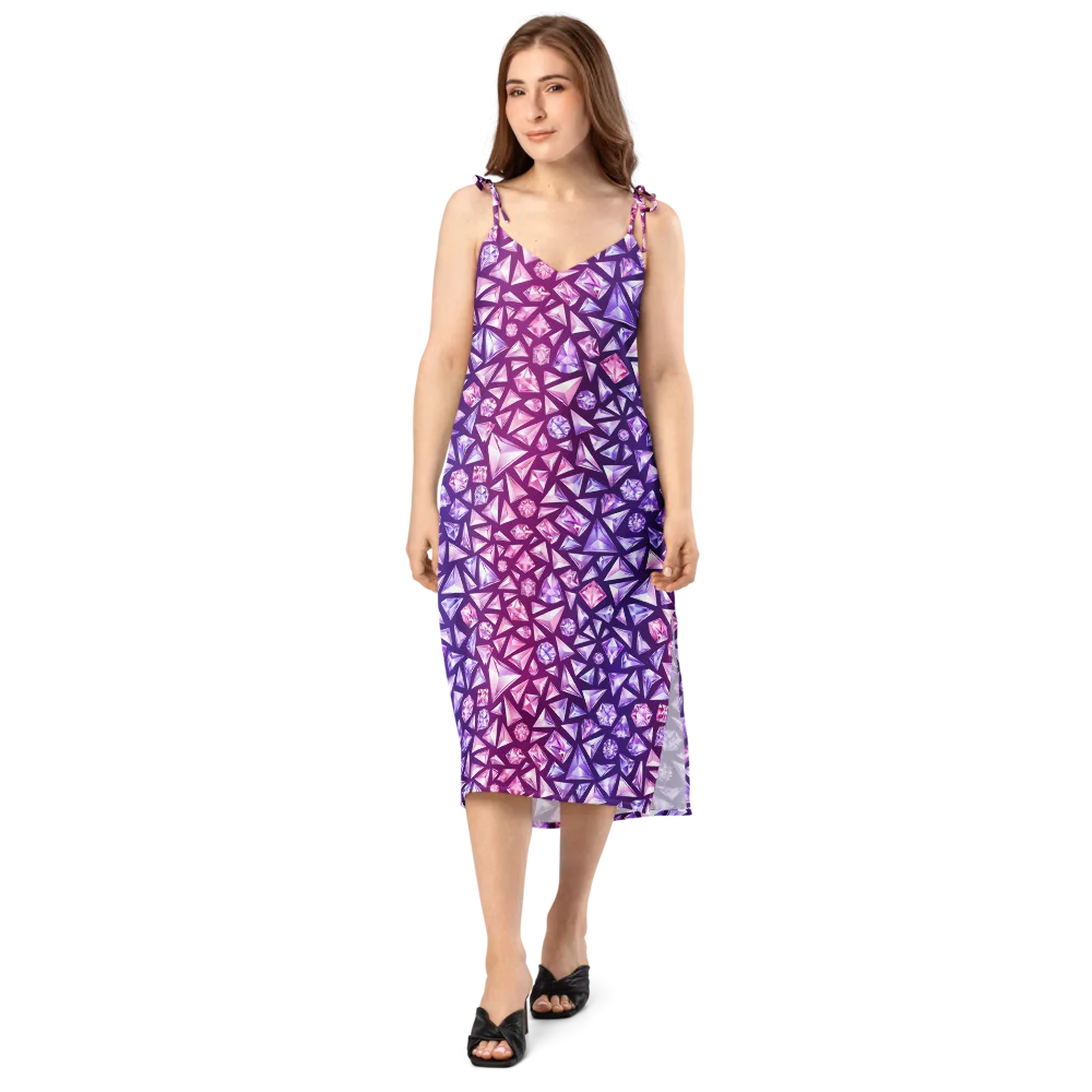 Pink Crystal Static on Slip Dress — Front