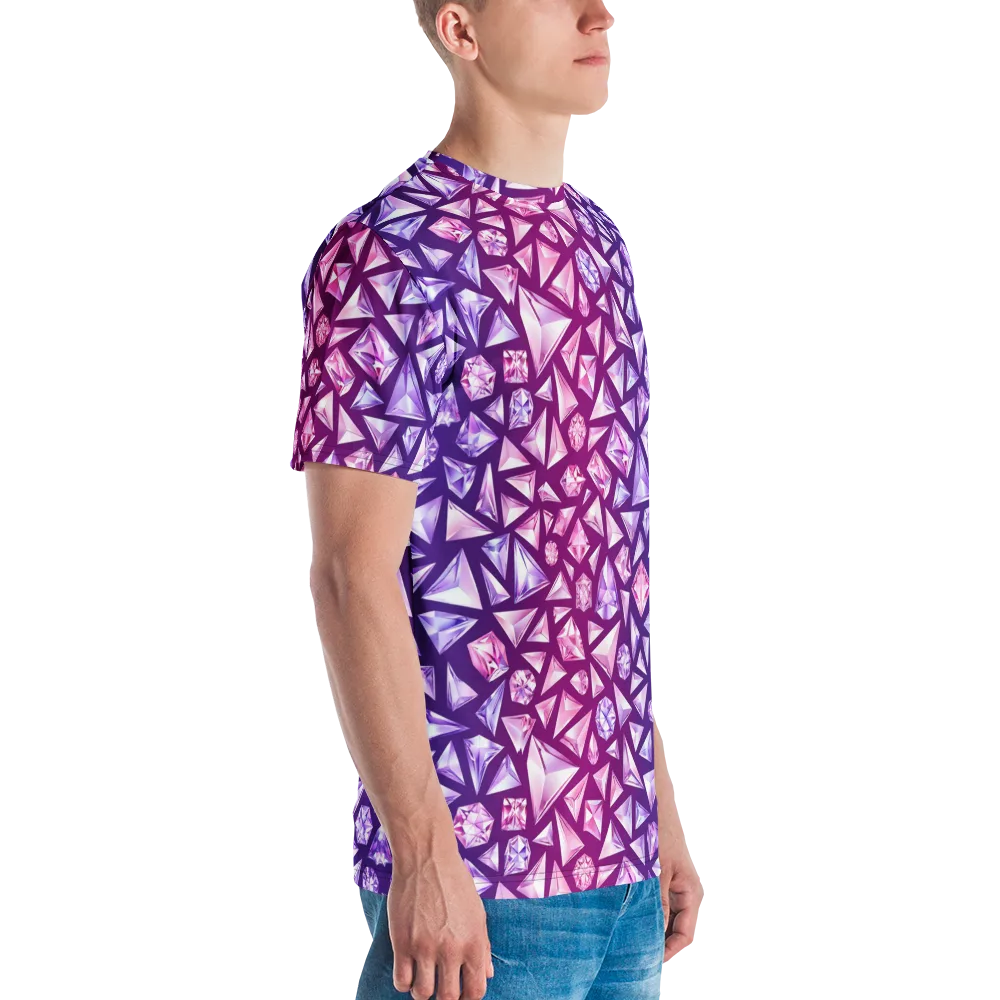 Pink Crystal Static on Men's Crew Neck T-Shirt — Right