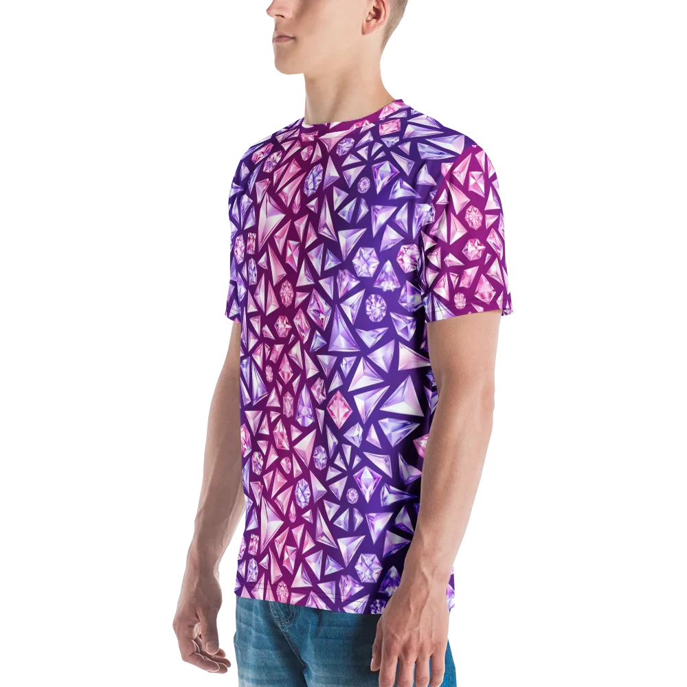 Pink Crystal Static on Men's Crew Neck T-Shirt — Left