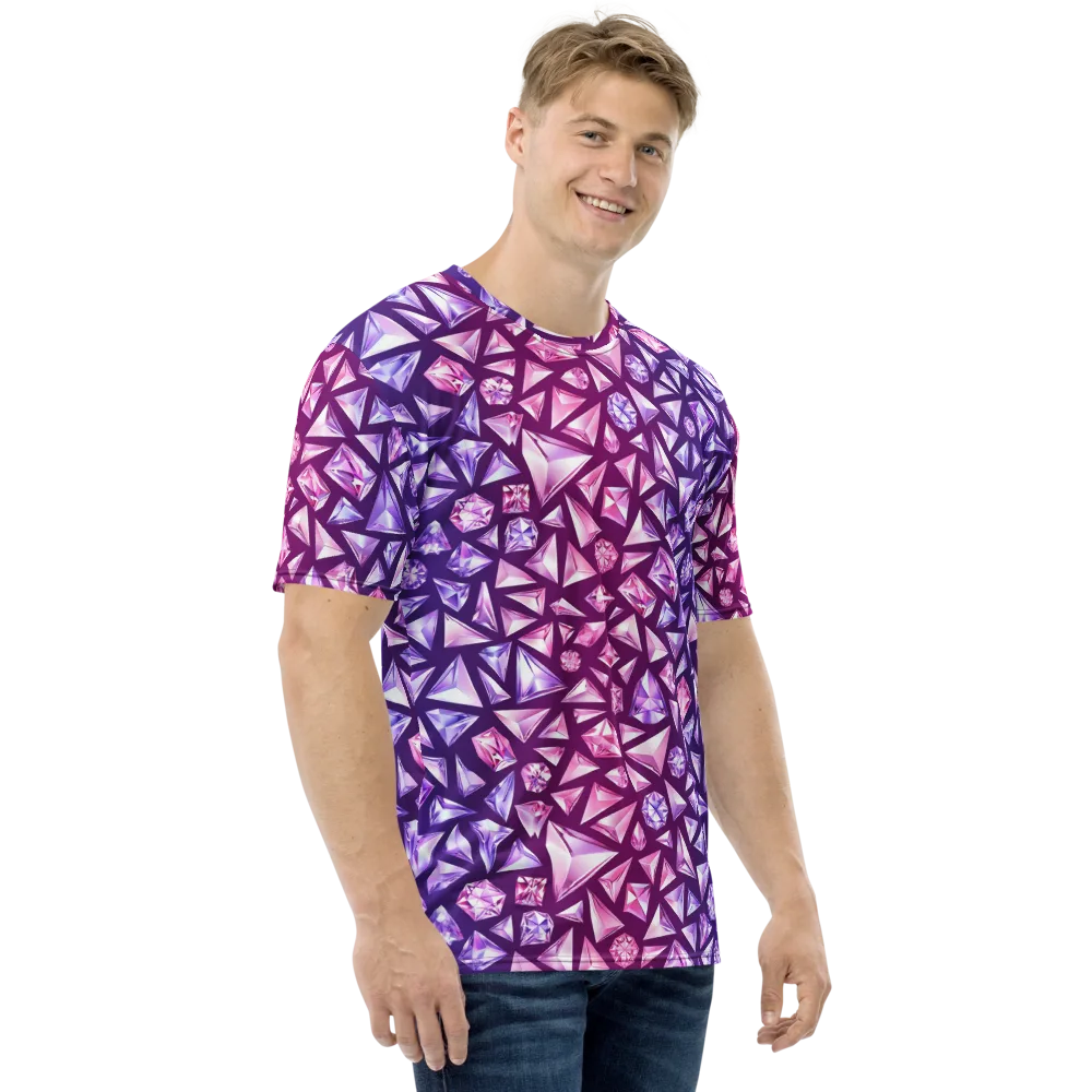 Pink Crystal Static on Men's Crew Neck T-Shirt — Right
