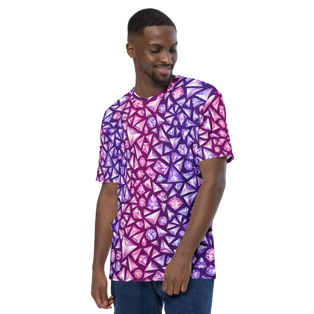 Pink Crystal Static on Men's Crew Neck T-Shirt — Left
